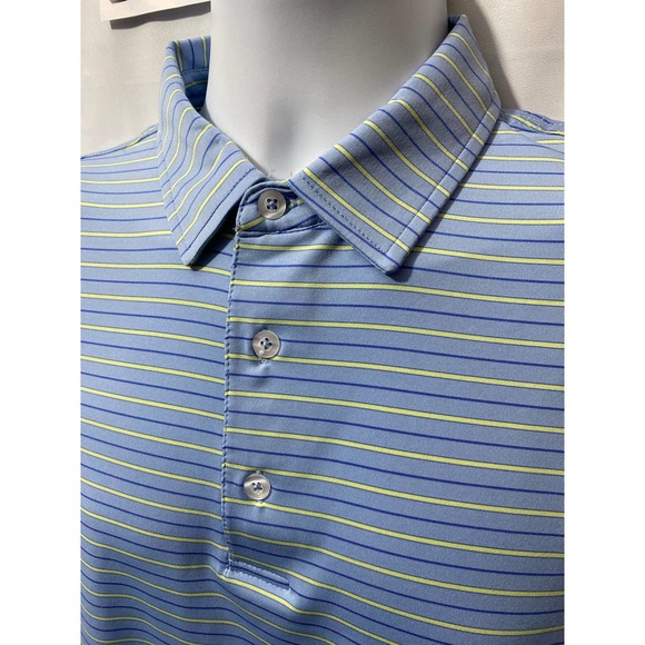 Men's Burnt Pine Golf Club Blue Yellow  Short Sleeve Polo Shirt Medium - Picture 10 of 10